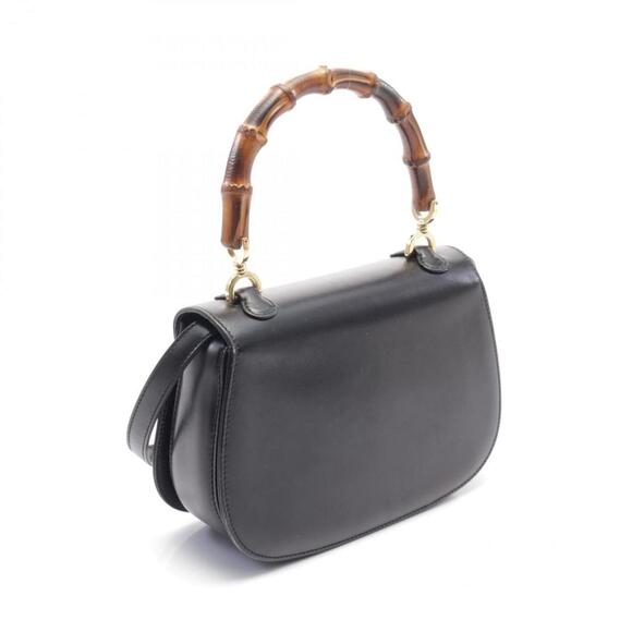 GUCCI Black Leather Bamboo Bag - Picture 3 of 11
